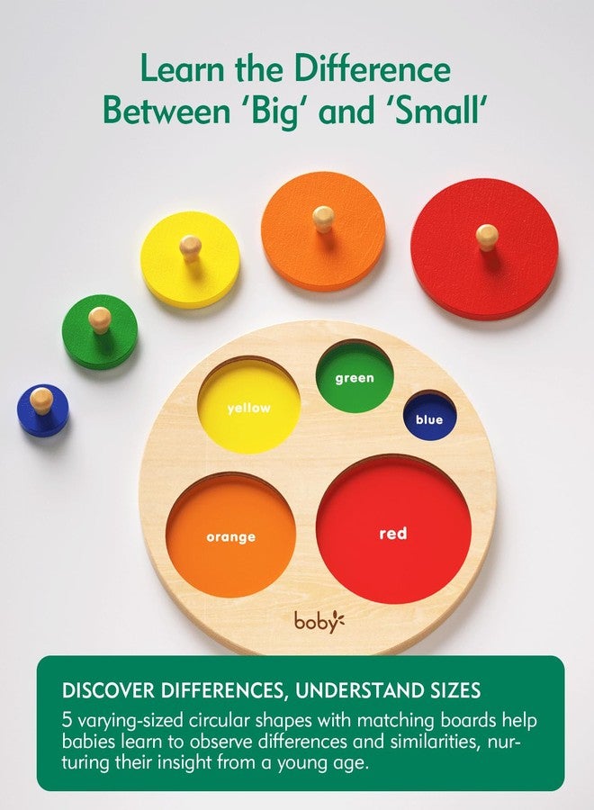 Boby Montessori Multiple Circle Puzzle Board, Knob Wooden Puzzle, Geometric Shape Puzzle Early Education Material Sensorial Toy for Toddler Shape & Color Sorter (Multiple Circle Puzzles) - Image 2